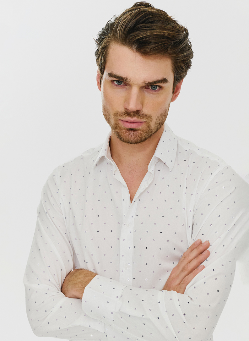 Koszula w kolorze białym w drobny wzór