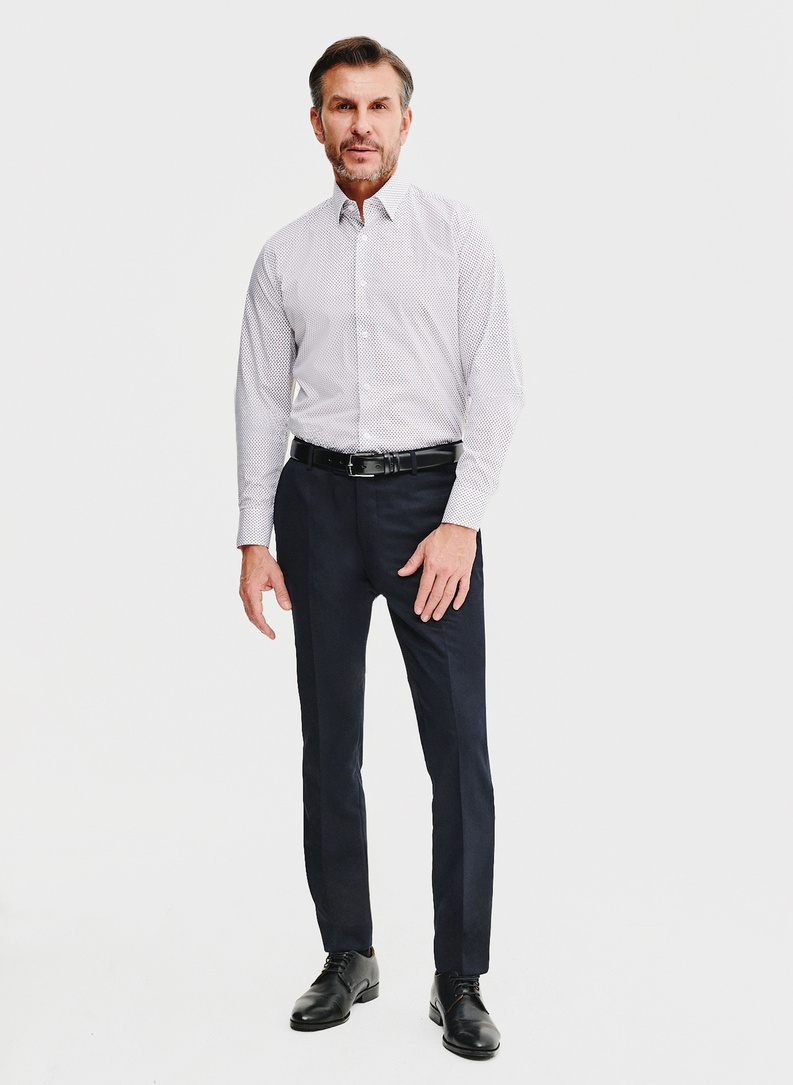 Biała koszula męska w mikrowzór