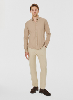 Beżowa bawełniana koszula męska