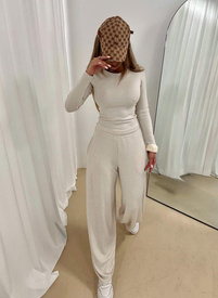 Komplet damski BARI LONG ecru sweterek