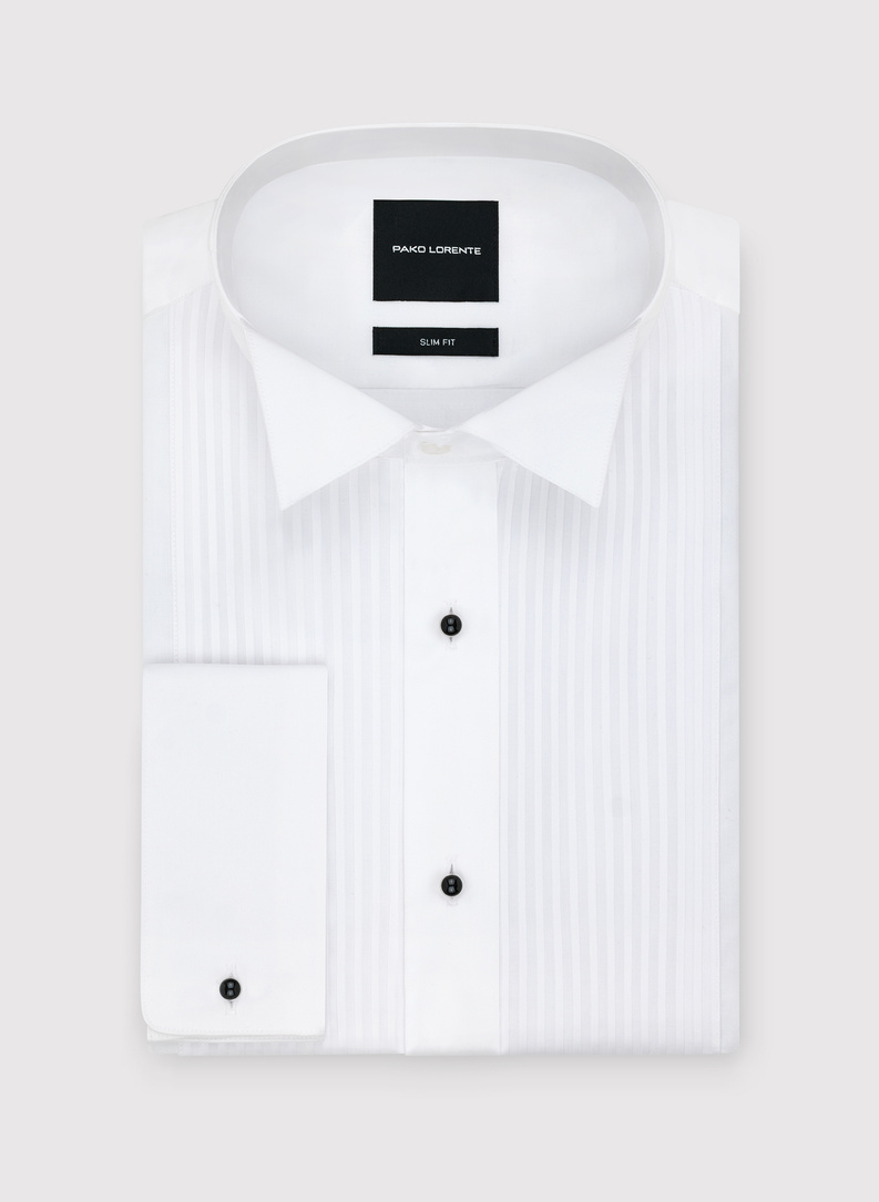 Biała smokingowa koszula męska