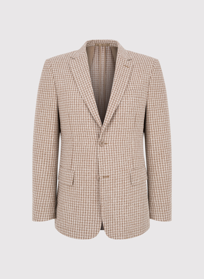 Beżowa marynarka w pepitkę