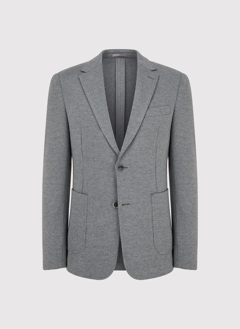 Szara marynarka w pepitkę z dzianiny