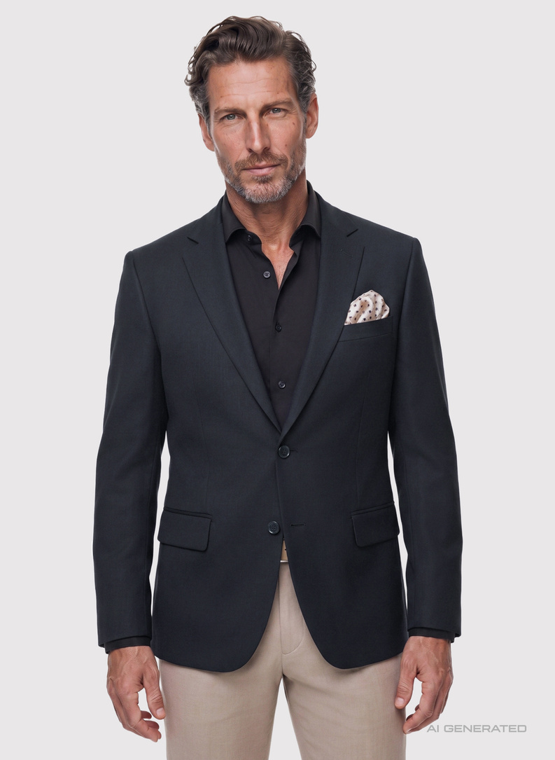 Granatowa marynarka casual z wełny