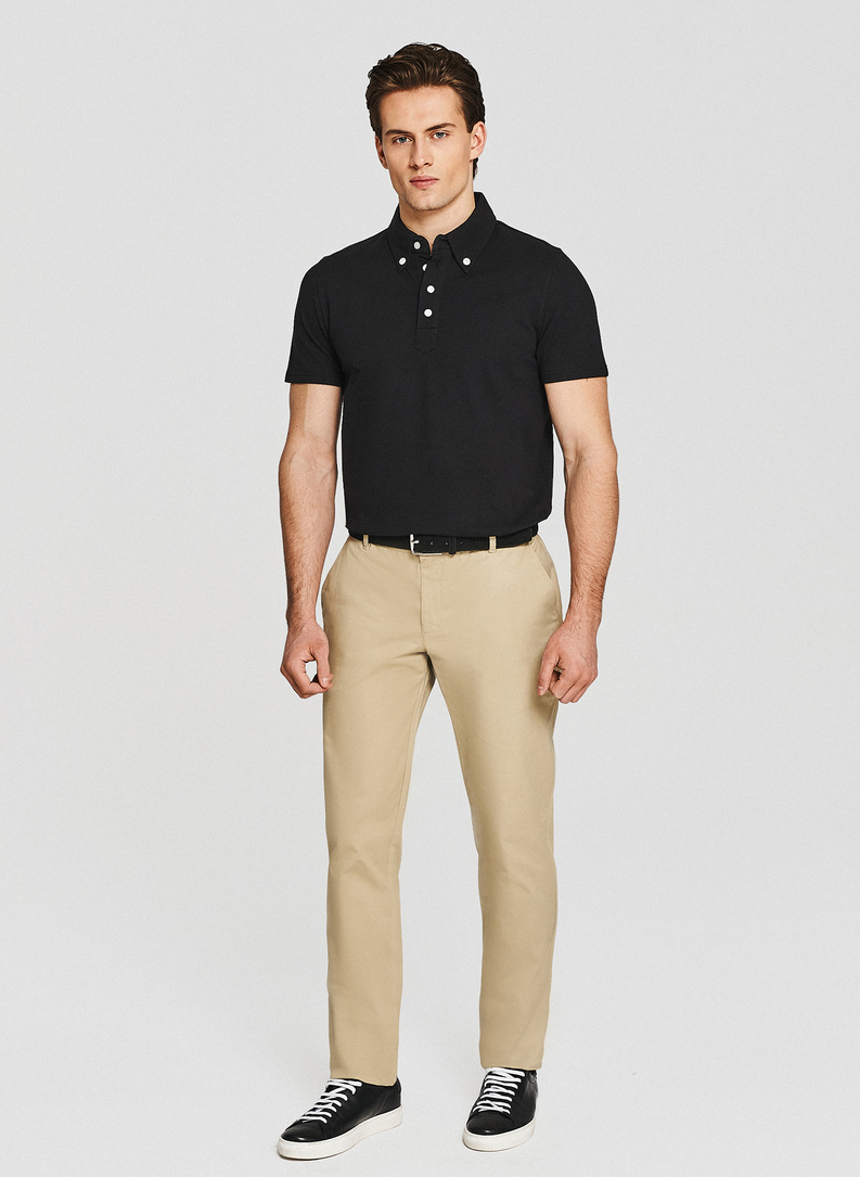 Czarny t-shirt polo z bawełny