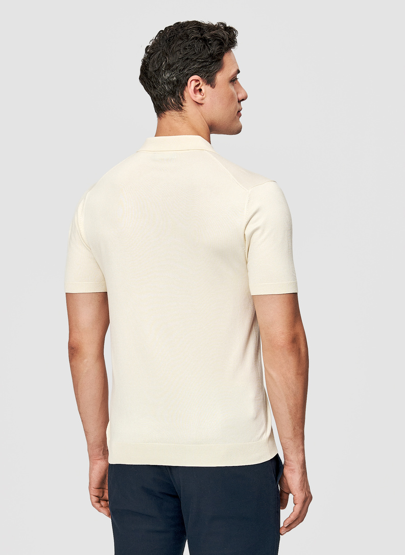Ecru polo swetrowe z wiskozą