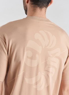 Brązowy T-shirt z krótkim rękawem oversize C21SF-TX-003-A