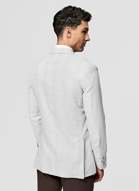 Szara marynarka casual z lnem i bawełną