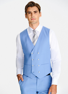 Niebieska wełniana kamizelka garniturowa