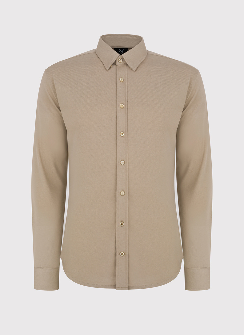 Beżowa bawełniana koszula męska