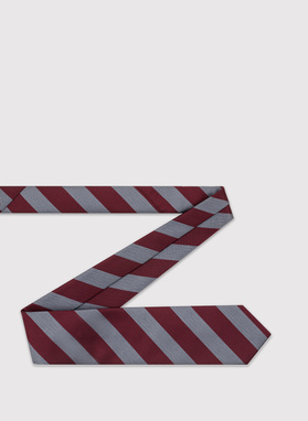 Szary krawat męski w skośne pasy