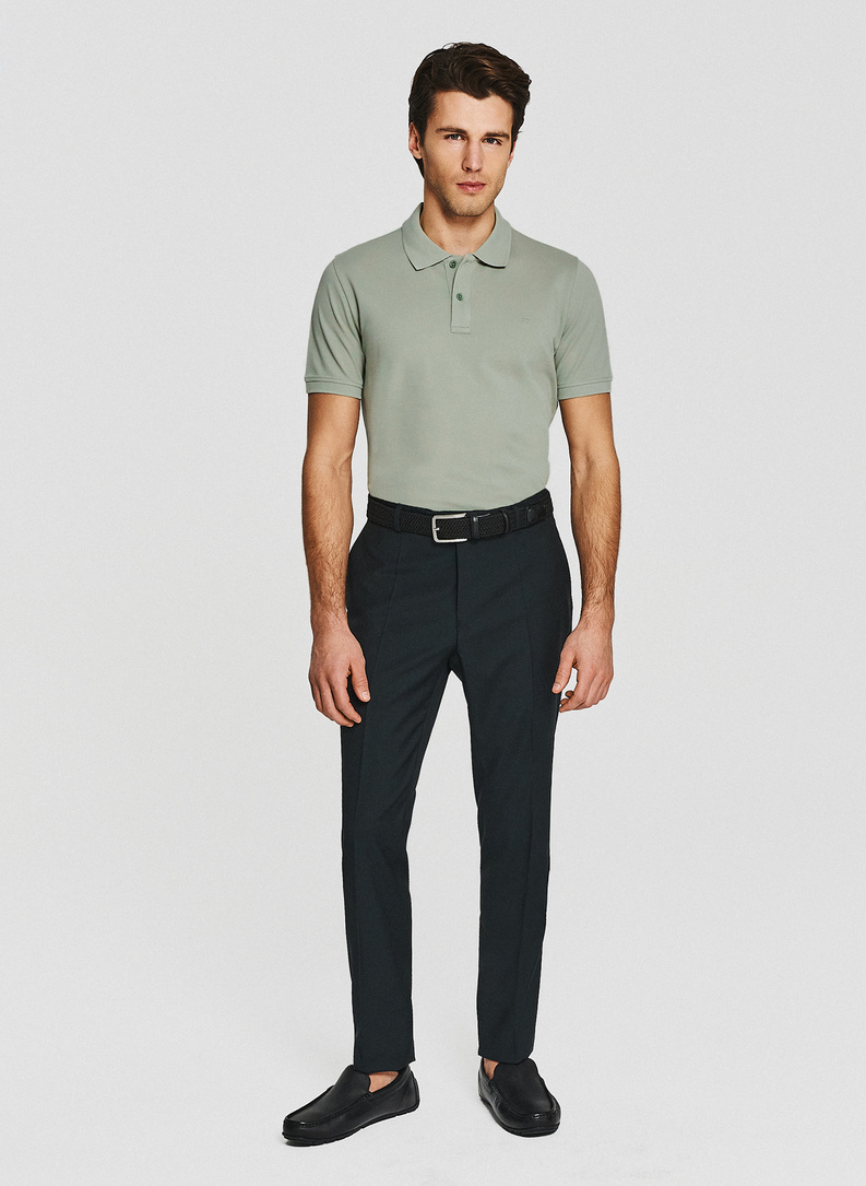 Oliwkowe męskie polo z bawełny