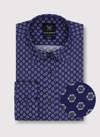 Męska granatowa koszula w kwiatki