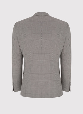 Brązowa marynarka garniturowa w kratkę