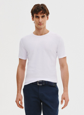 Biały gładki t-shirt męski