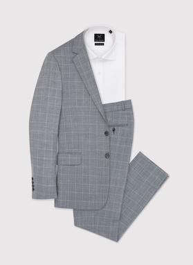 Szara marynarka garniturowa z wełną