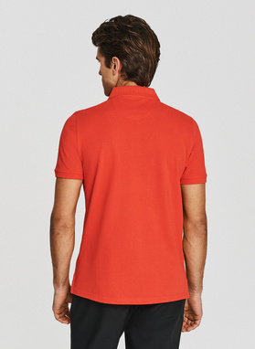 Pomarańczowe bawełniane polo męskie