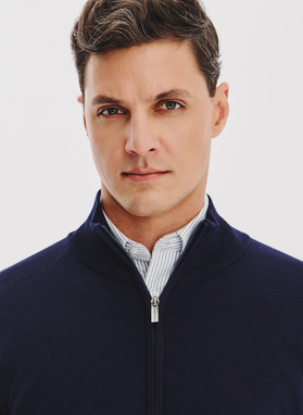 Granatowy rozpinany sweter męski