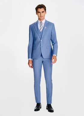 Niebieska wełniana marynarka garniturowa