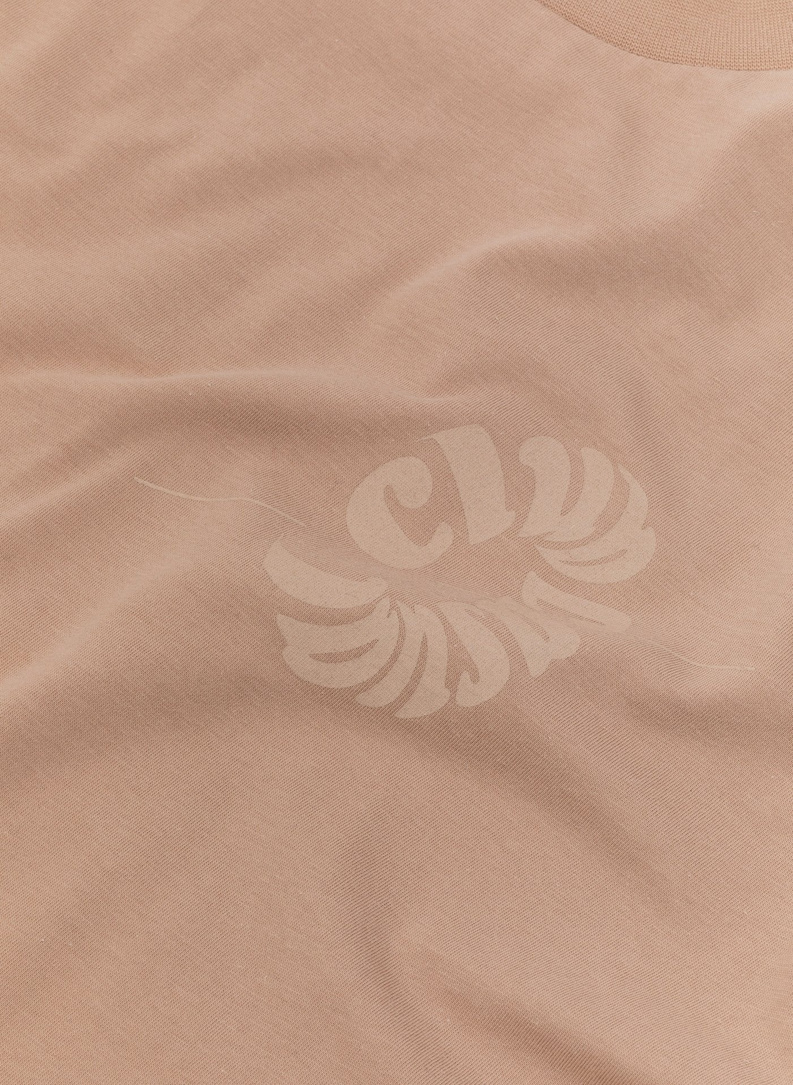 Brązowy T-shirt z krótkim rękawem oversize C21SF-TX-003-A