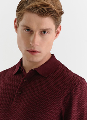 Bawełniany sweter polo w kolorze bordowym