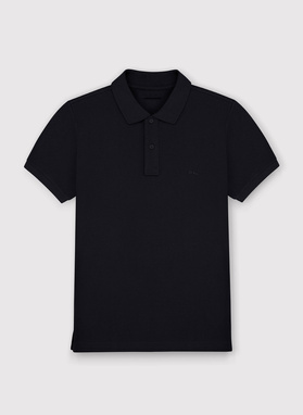 Gładki T-shirt polo w kolorze czarnym