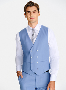 Niebieska wełniana kamizelka garniturowa