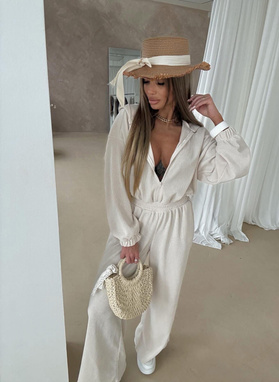 Kombinezon damski MODA sztruks ecru