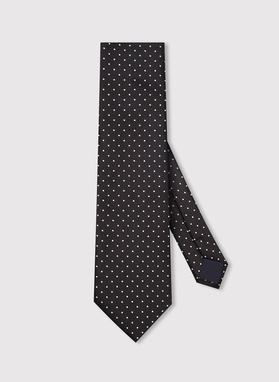 Czarny krawat męski w kropki