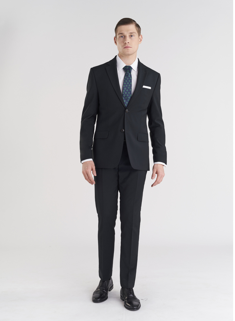 Wełniany zielony garnitur męski 