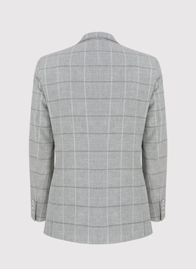 Jasnoszara marynarka męska w kratkę