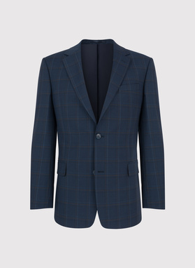 Granatowa marynarka garniturowa w kraciasty deseń