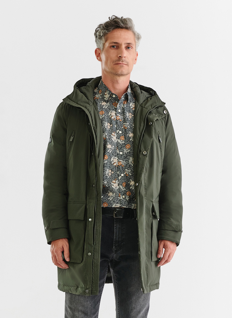 Zielona kurtka męska wypełniona naturalnym puchem