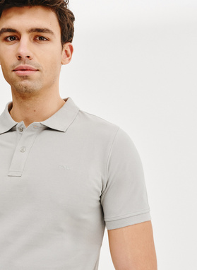 Gładki t-shirt polo w szarym kolorze