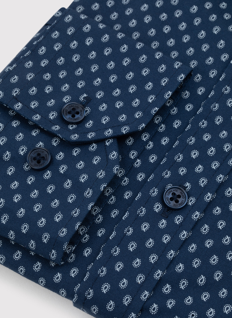 Granatowa koszula o prostym kroju we wzór paisley 