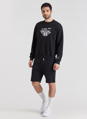 Czarna bluza oversize z okrągłym dekoltem C21SF-2B-002-C