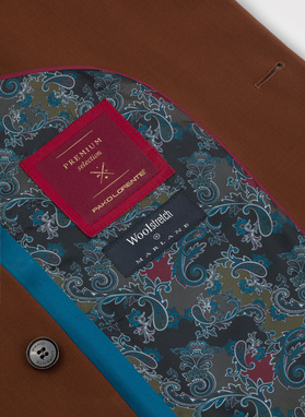 Rudy garnitur męski z wełny