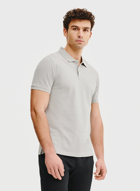 Gładki t-shirt polo w szarym kolorze