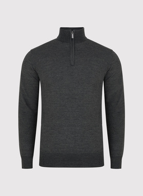 Grafitowy sweter męski ze stójką