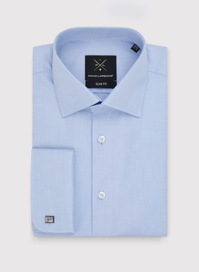 Niebieska bawełniana koszula męska na spinki