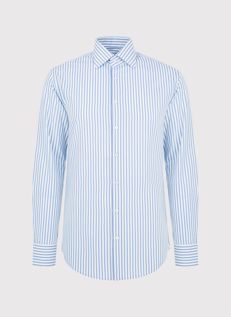 Bawełniana koszula męska w niebieskie paski