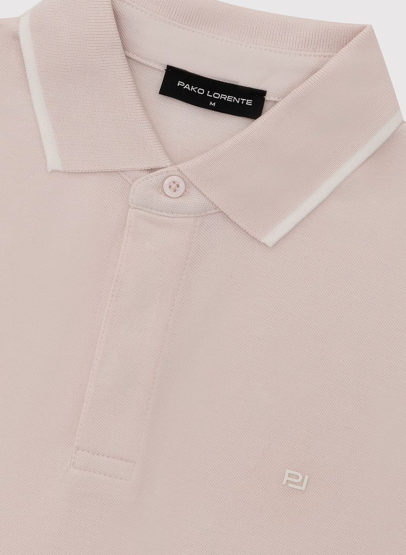 Różowy t-shirt polo z bawełną