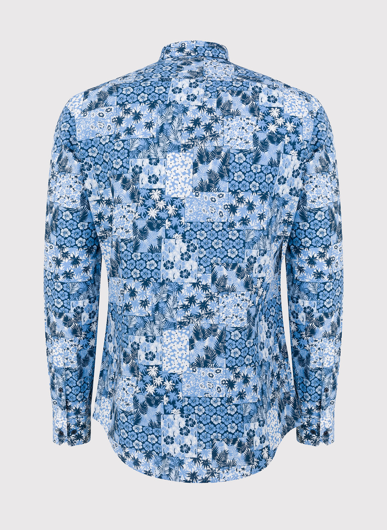 Niebieska koszula w hawajskie wzory