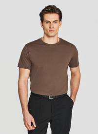 Brązowy bawełniany t-shirt męski