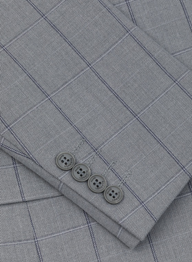 Szary garnitur w kratę Windowpane