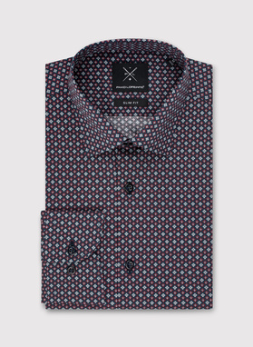 Męska koszula w bordowy mikrowzór