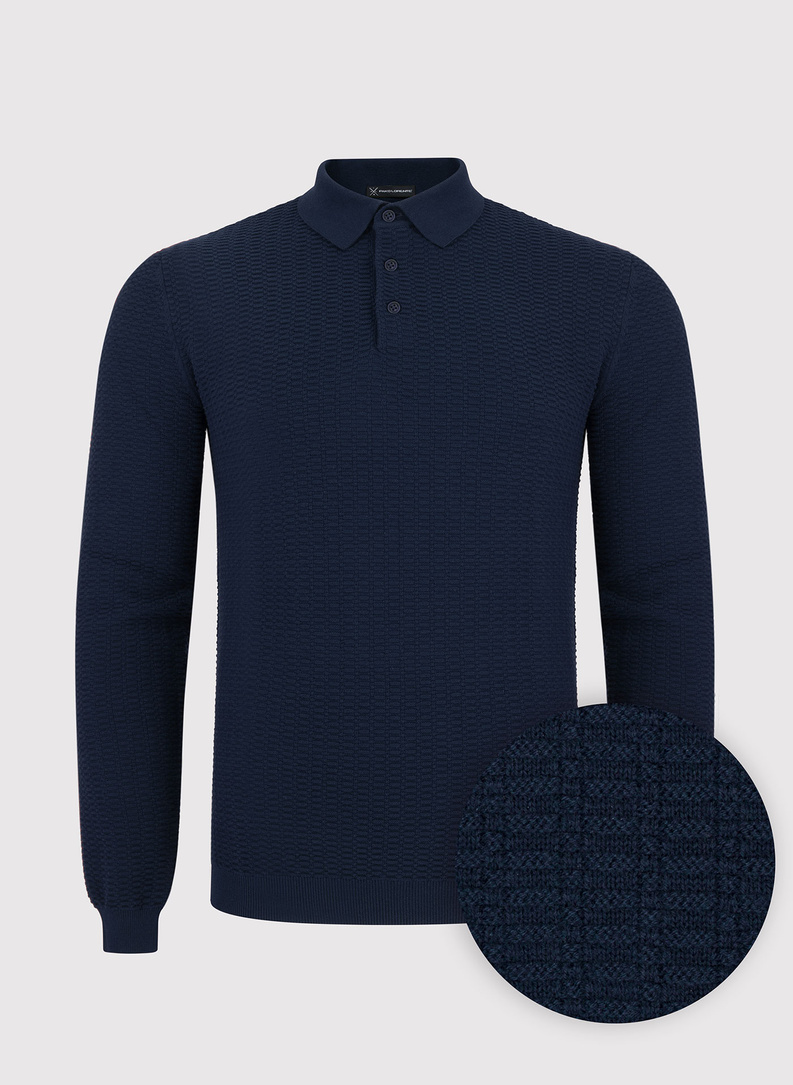 Bawełniany sweter polo w kolorze granatowym