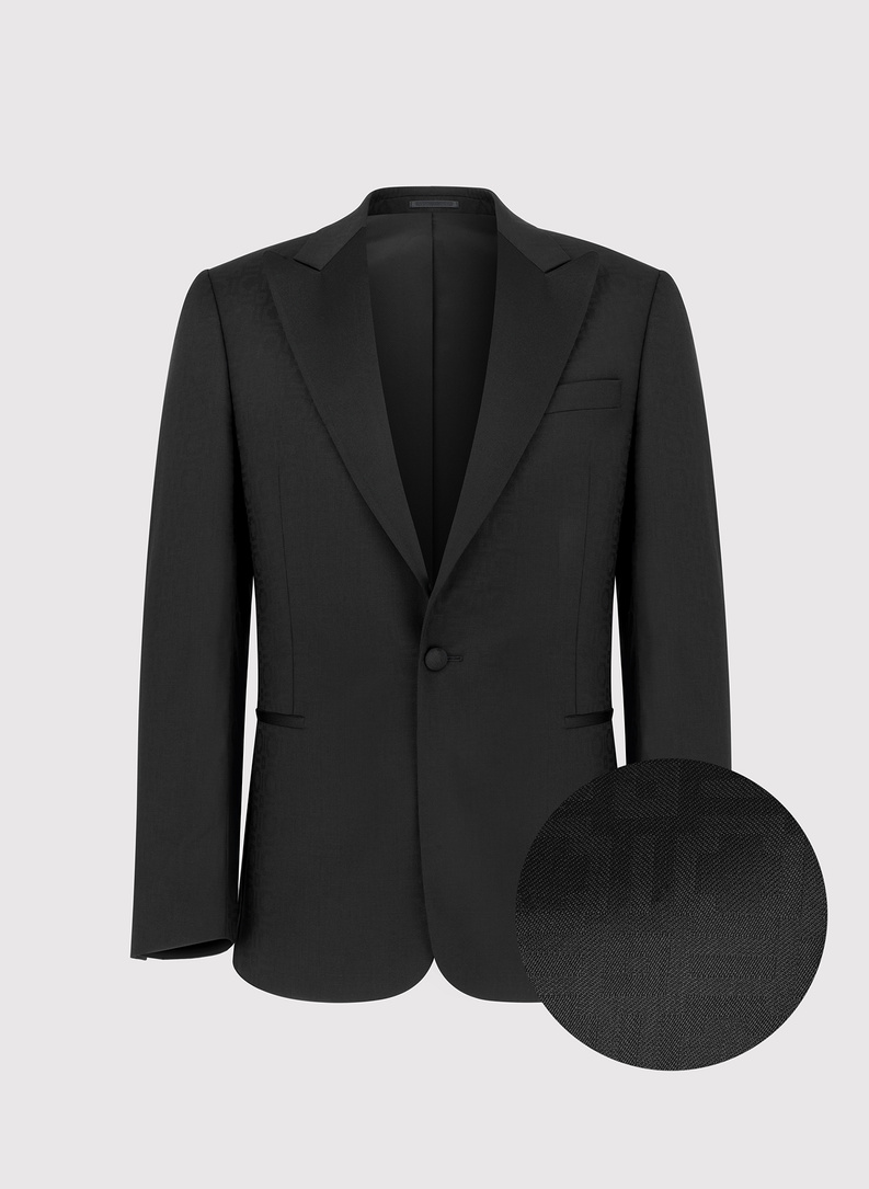 Ślubna żakardowa marynarka smokingowa w kolorze czarnym