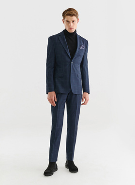 Granatowa marynarka garniturowa z wełną