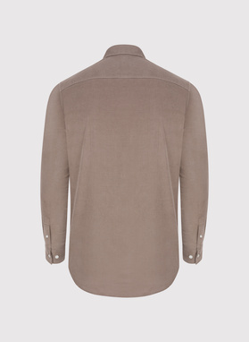 Brązowa koszula sztruksowa z kieszeniami na piersi